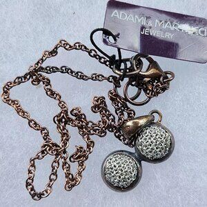 Adami & Martucci Necklaces bronze tone silver mesh pendant double Jewelry New